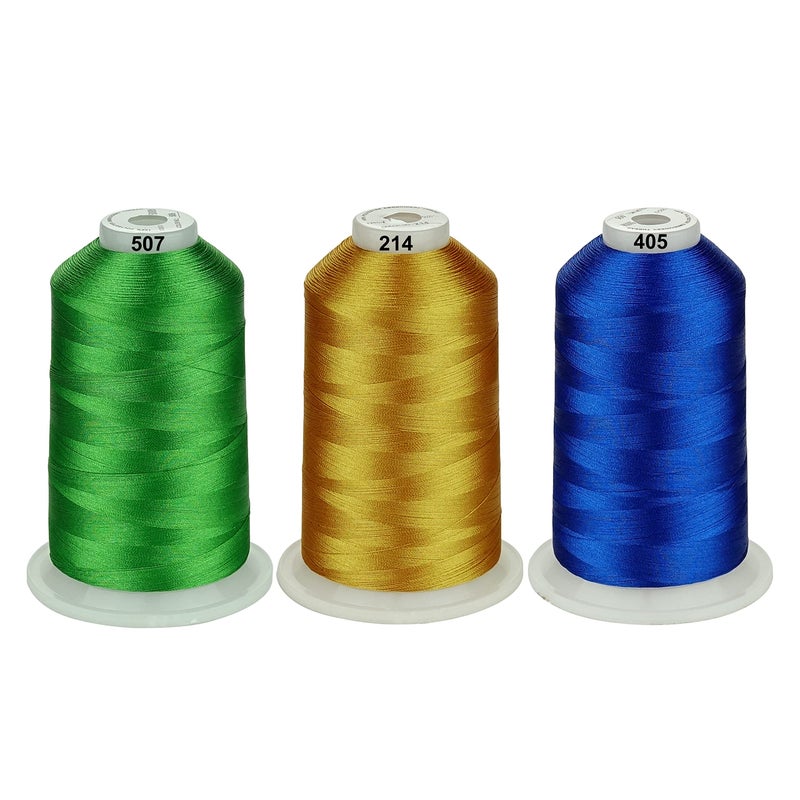 Simthread - 33 Selections - Various Assorted Color Packs of Polyester Embroidery Machine Thread Huge Spool 5500Y for All Sewing Embroidery Machines - Christmas Colors - Image 3